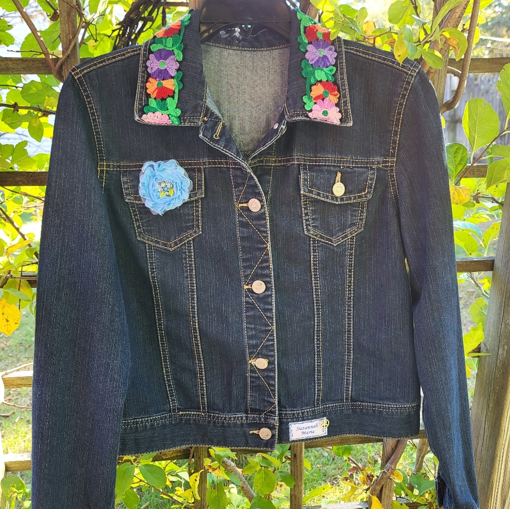 Vintage Trims Upcycled Denim Jacket  - Medium - Picture 10 of 10